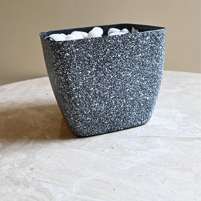 Majestic Dark Grey Textured Planter Square Large Pot Without Plant | 7 x 6 inches