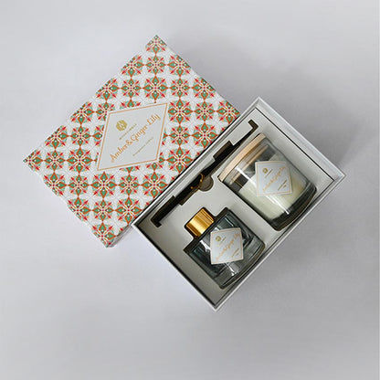 Reed Fragrance Diffuser and Scented Candle Gift Set | 11 x 5 x 3 inches