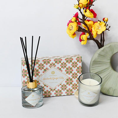 Reed Fragrance Diffuser and Scented Candle Gift Set | 11 x 5 x 3 inches