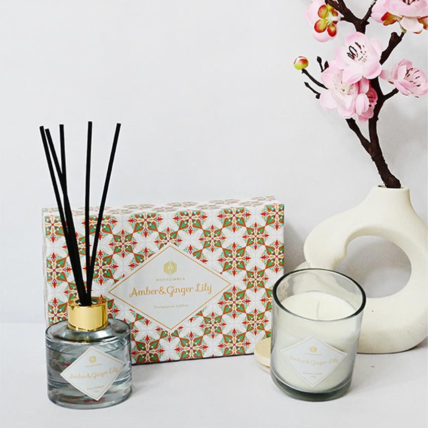 Reed Fragrance Diffuser and Scented Candle Gift Set | 11 x 5 x 3 inches