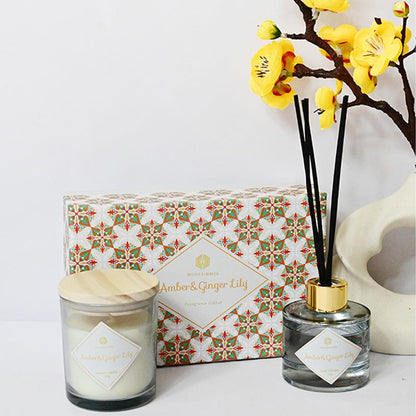 Reed Fragrance Diffuser and Scented Candle Gift Set | 11 x 5 x 3 inches