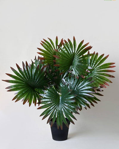 Palm Artificial Polyester Plant with Pot | 12 Leaves | 2 feet