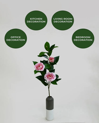 Elegant Artificial Single Stick With Three Rose Flowers Without Vase | 3 feet