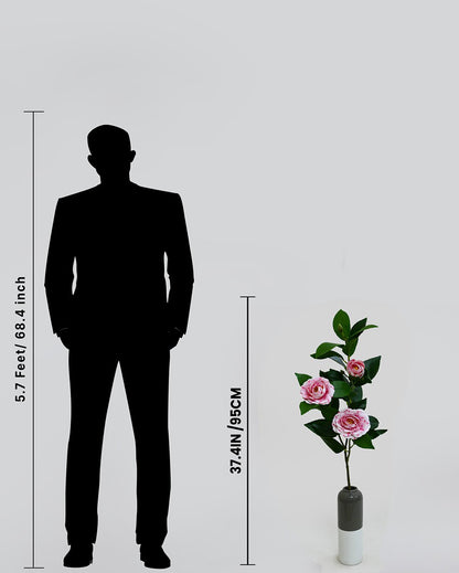 Elegant Artificial Single Stick With Three Rose Flowers Without Vase | 3 feet