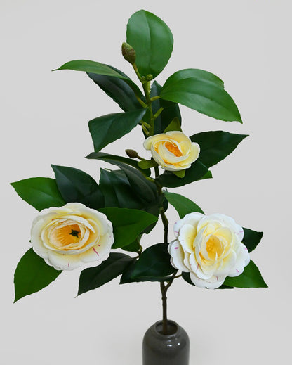 Elegant Artificial Single Stick With Three Rose Flowers Without Vase | 3 feet