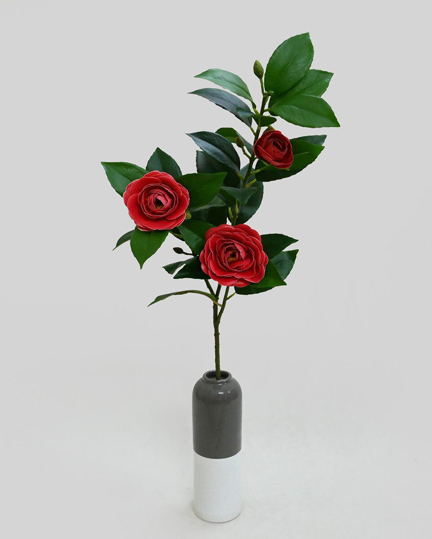 Elegant Artificial Single Stick With Three Rose Flowers Without Vase | 3 feet