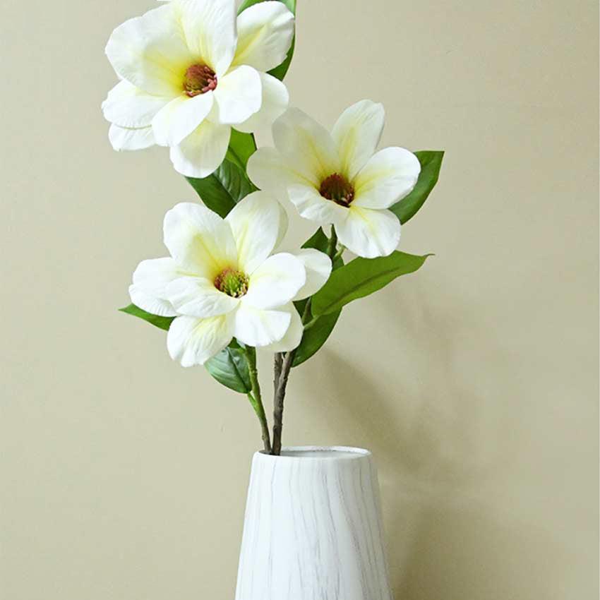 Elegant Artificial Magnolia Flower Sticks Without Vase | 3 Feet