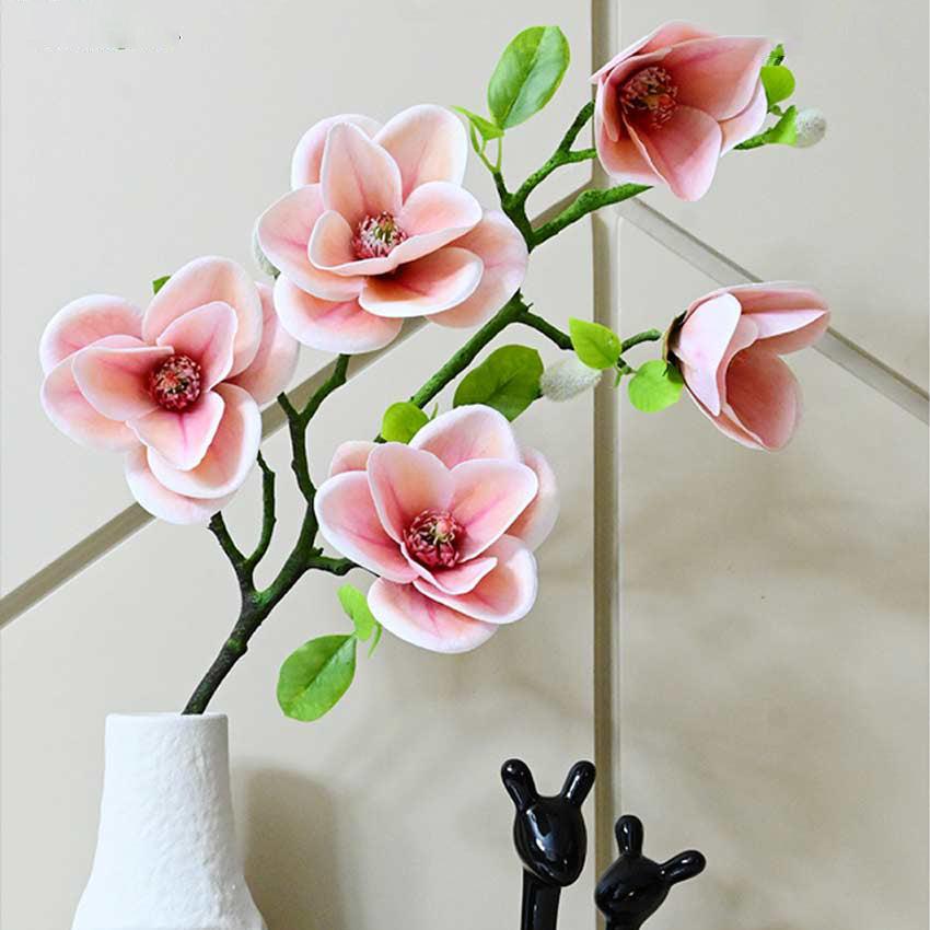 Graceful Artificial Magnolia Flower Sticks Without Vase | 2 Feet