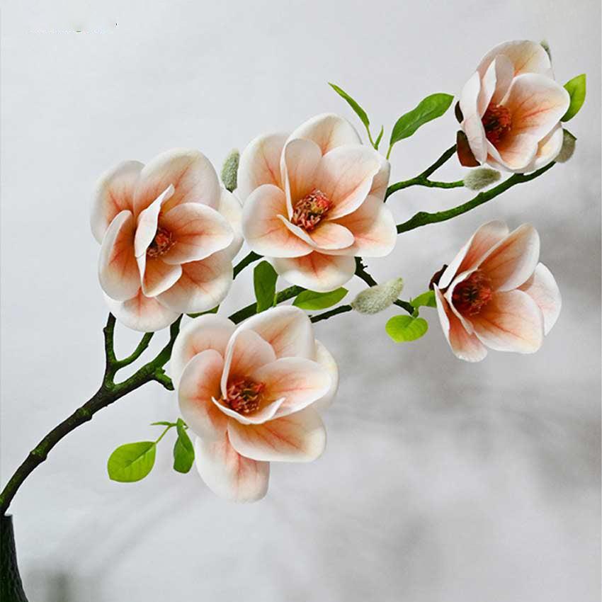 Graceful Artificial Magnolia Flower Sticks Without Vase | 2 Feet