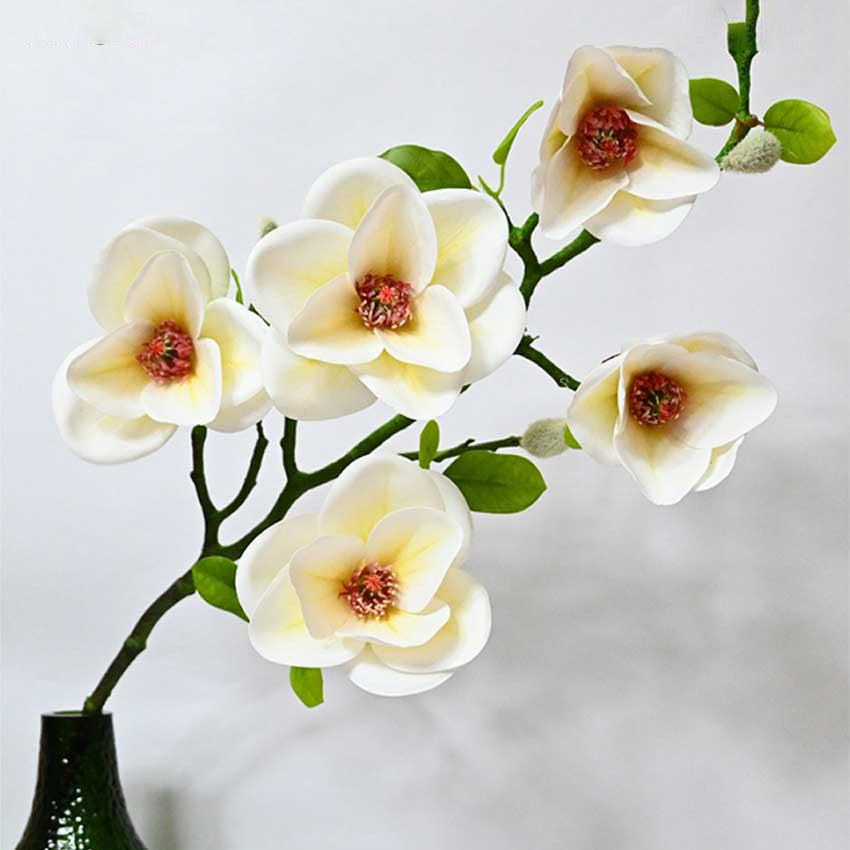 Graceful Artificial Magnolia Flower Sticks Without Vase | 2 Feet