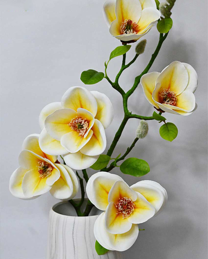 Graceful Artificial Magnolia Flower Sticks Without Vase | 2 Feet