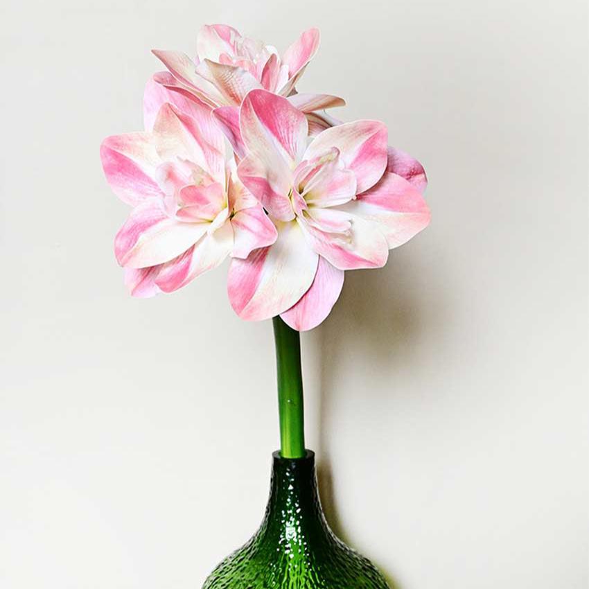 Exotic Artificial Amaryllis Lily Hybrid Bulbs and Realistic Faux Blooms Flower Plant Without Vase | 2 feet