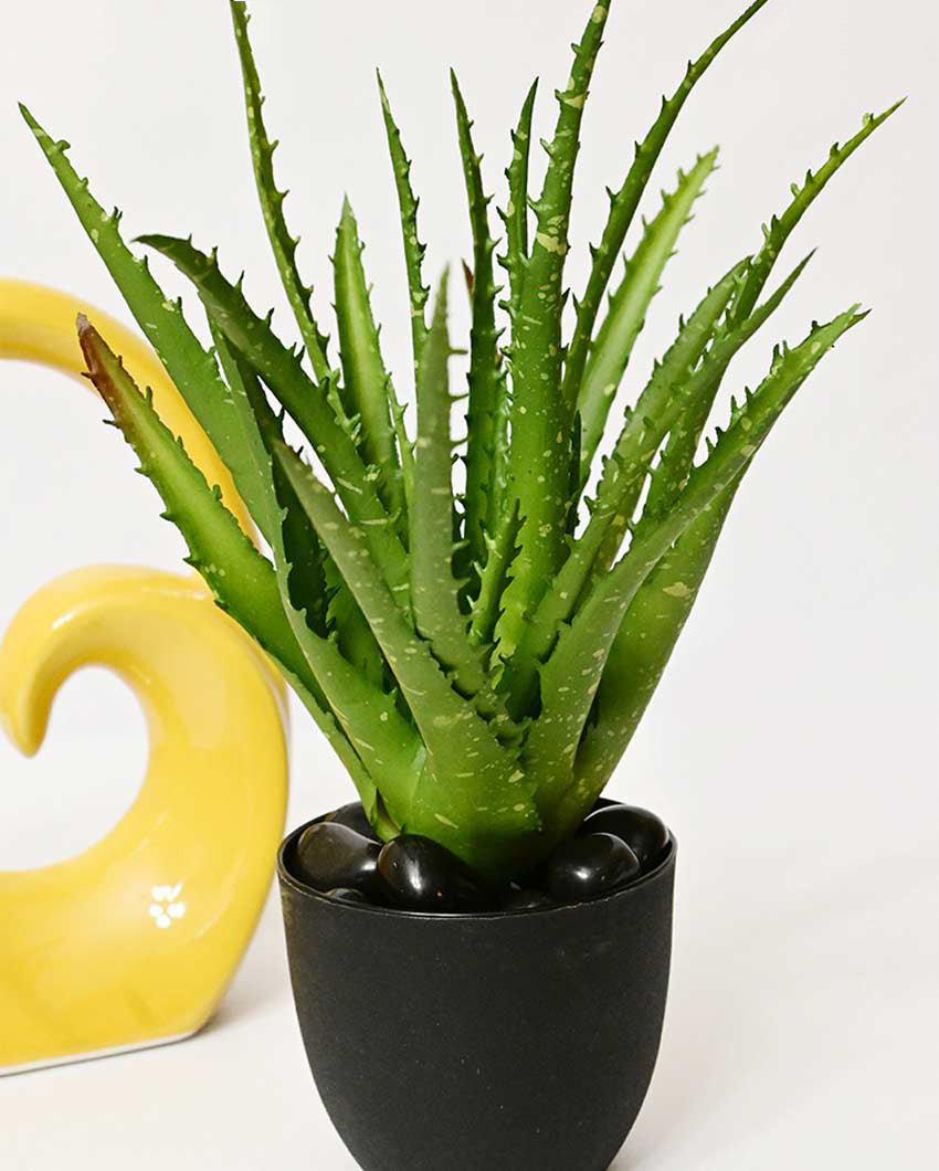 Lush Artificial Aloe Vera Plant with Basic Pot | 9 inches