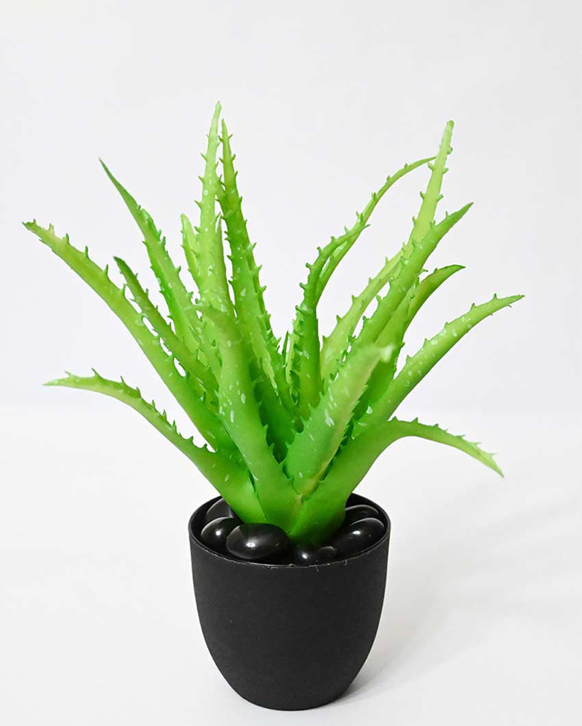 Lush Artificial Aloe Vera Plant with Basic Pot | 9 inches