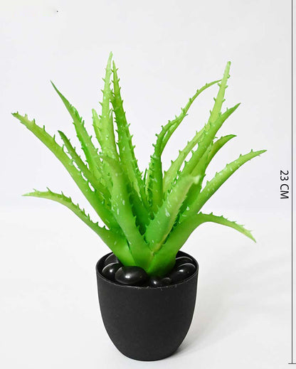 Lush Artificial Aloe Vera Plant with Basic Pot | 9 inches