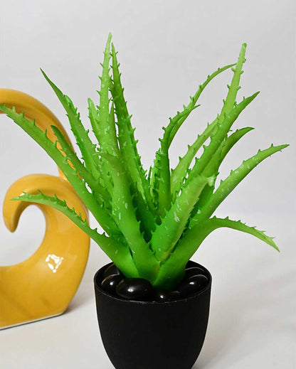 Lush Artificial Aloe Vera Plant with Basic Pot | 9 inches