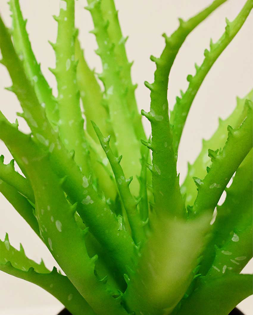 Lush Artificial Aloe Vera Plant with Basic Pot | 9 inches