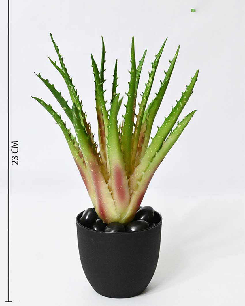 Lush Artificial Aloe Vera Plant with Basic Pot | 9 inches