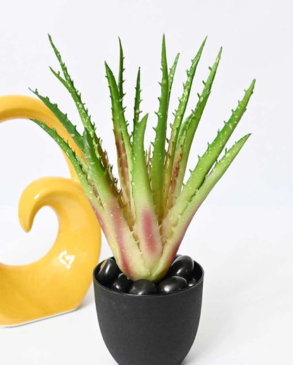 Lush Artificial Aloe Vera Plant with Basic Pot | 9 inches