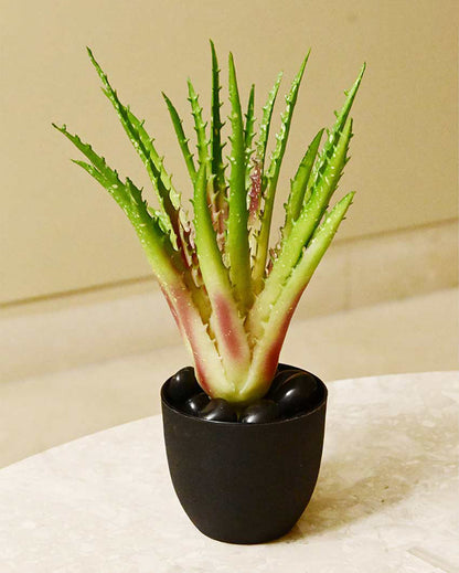 Lush Artificial Aloe Vera Plant with Basic Pot | 9 inches