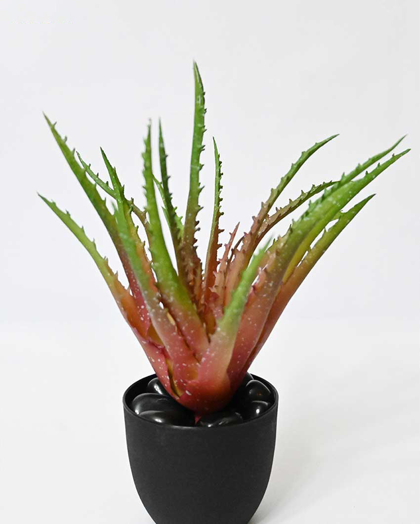 Lush Artificial Aloe Vera Plant with Basic Pot | 9 inches