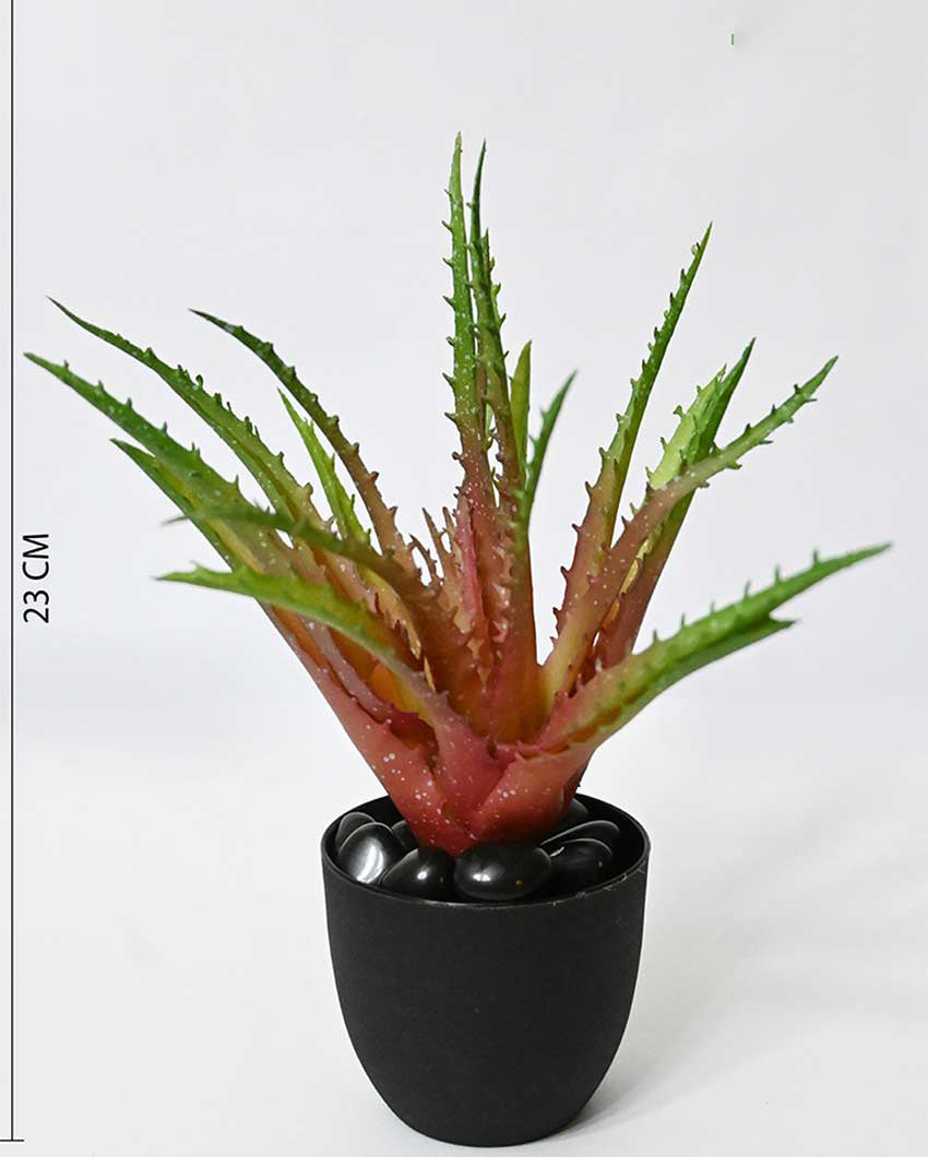 Lush Artificial Aloe Vera Plant with Basic Pot | 9 inches