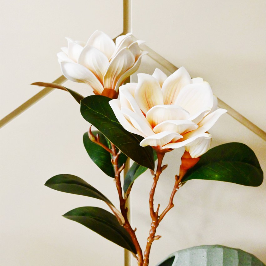 Elegant Artificial Magnolia Branch Flower Without Vase | 2.6 Feet