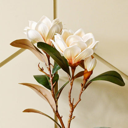 Elegant Artificial Magnolia Branch Flower Without Vase | 2.6 Feet