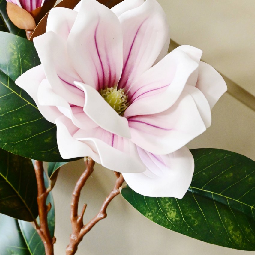 Elegant Artificial Magnolia Branch Flower Without Vase | 2.6 Feet