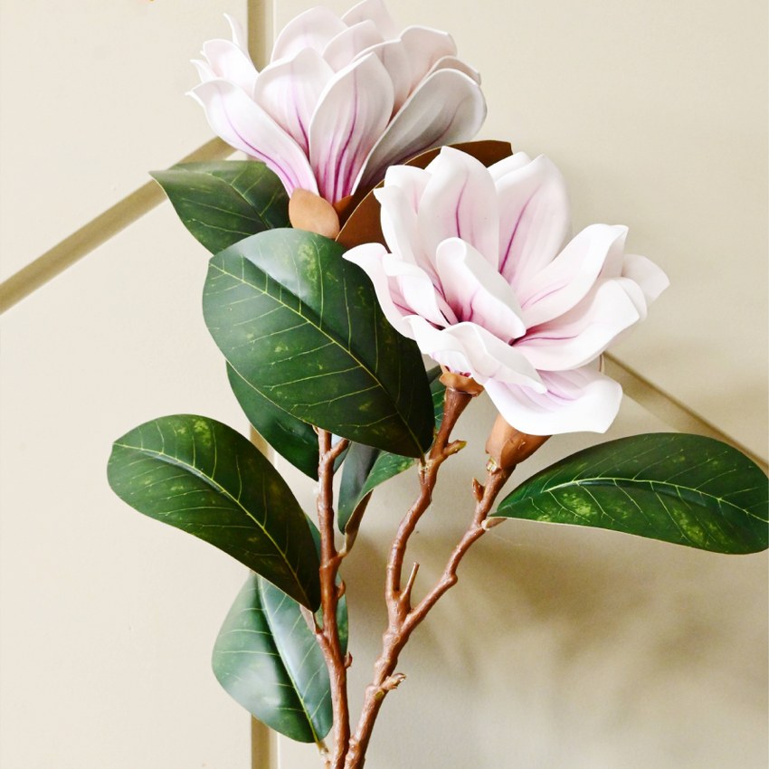 Elegant Artificial Magnolia Branch Flower Without Vase | 2.6 Feet