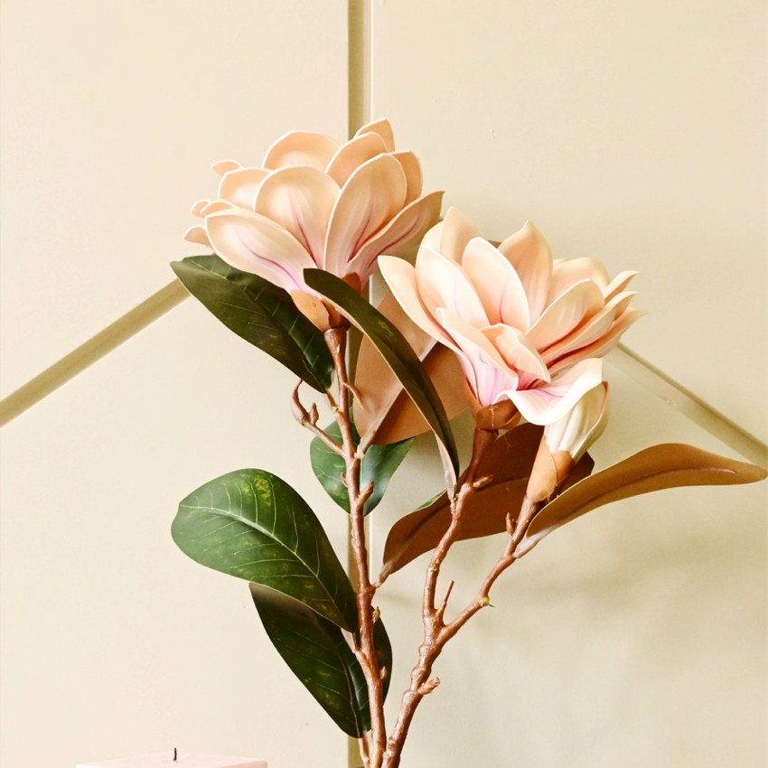 Elegant Artificial Magnolia Branch Flower Without Vase | 2.6 Feet