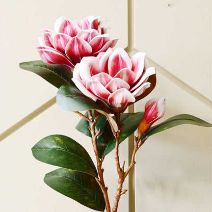 Elegant Artificial Magnolia Branch Flower Without Vase | 2.6 Feet