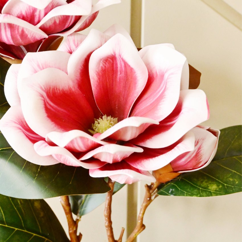 Elegant Artificial Magnolia Branch Flower Without Vase | 2.6 Feet