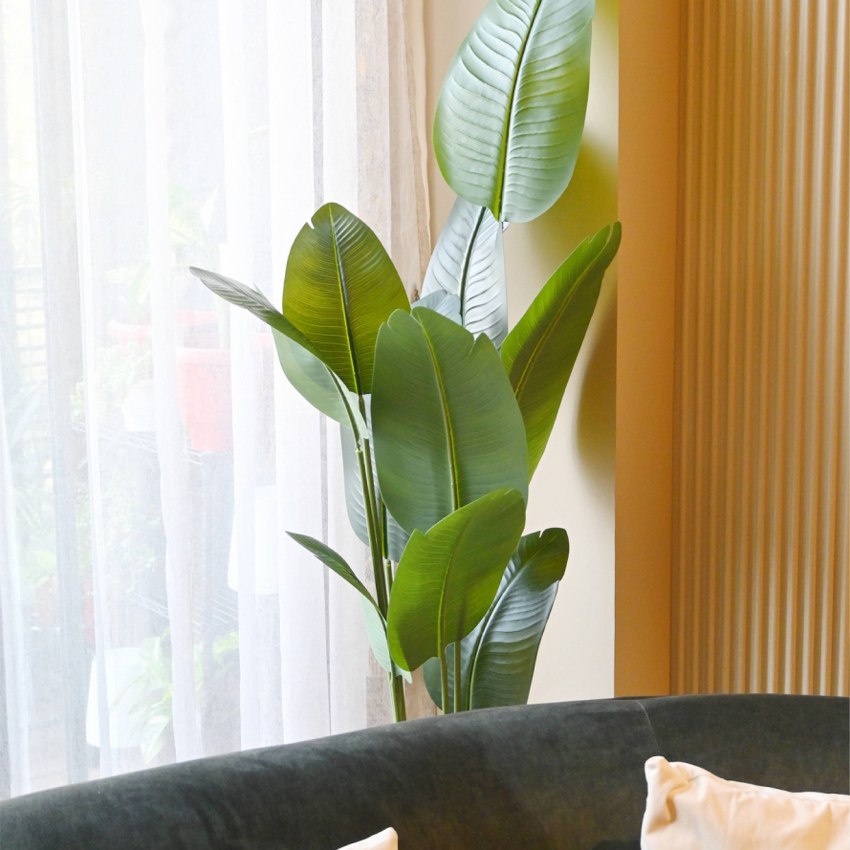 Faux Artificial Banana Leaf Plant With Pot | 6 Feet