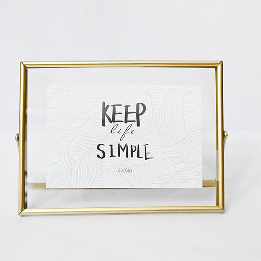 Quote Keep Life Simple Tempered Glass Golden Metal Frame