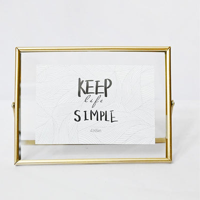 Quote Keep Life Simple Tempered Glass Golden Metal Frame