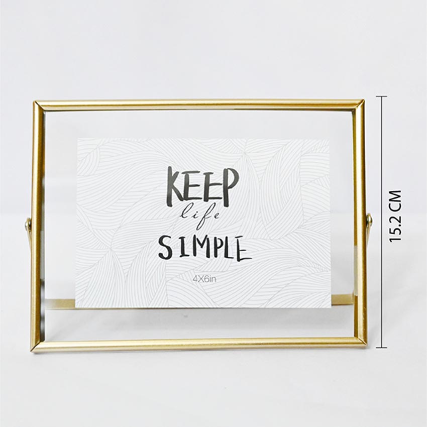 Quote Keep Life Simple Tempered Glass Golden Metal Frame