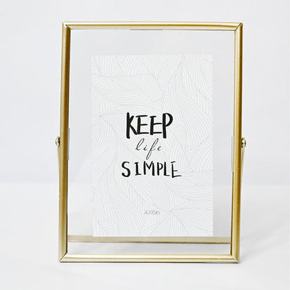 Quote Keep Life Simple Tempered Glass Golden Metal Frame
