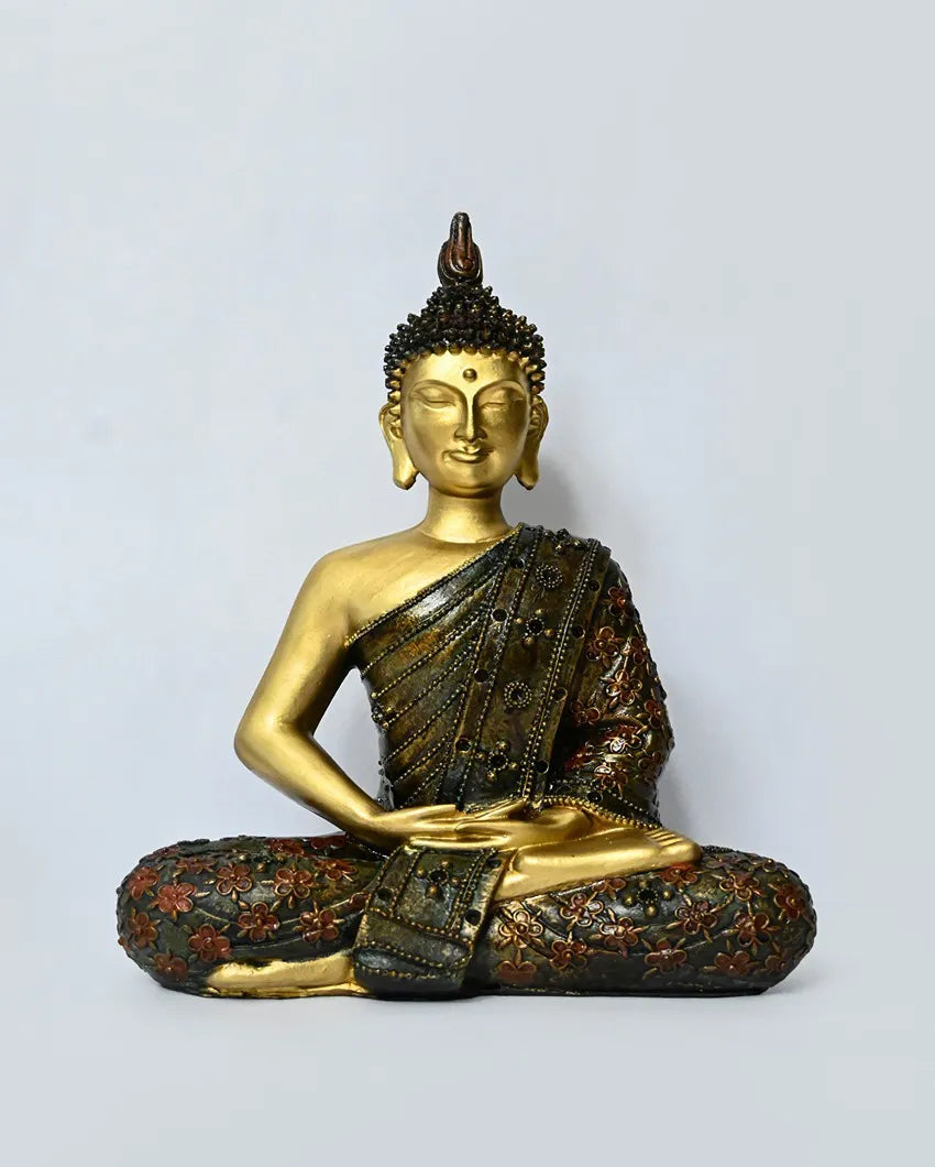 Serene Multicolor Resin Meditating Buddha Statue | 9 x 5 x 12 inches