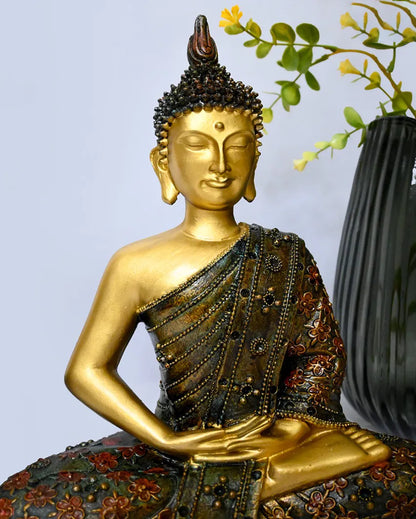 Serene Multicolor Resin Meditating Buddha Statue | 9 x 5 x 12 inches