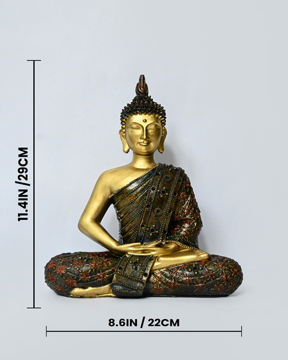 Serene Multicolor Resin Meditating Buddha Statue | 9 x 5 x 12 inches