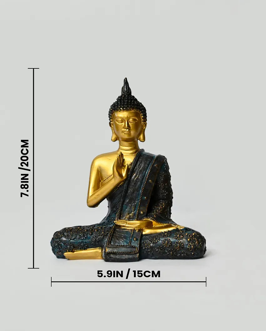 Peaceful Multicolor Resin Zen Buddha Statue | 6 x 4 x 8 inches