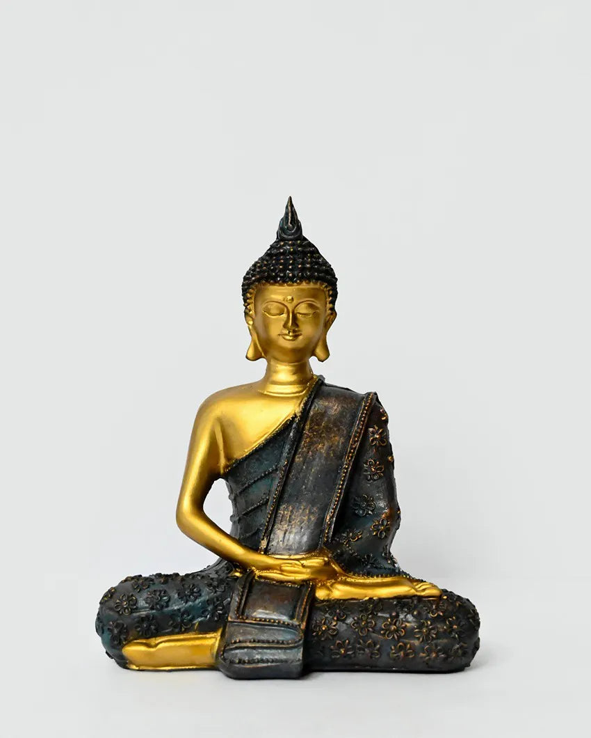 Calm Multicolor Resin Zen Buddha Statue | 6 x 4 x 8 inches