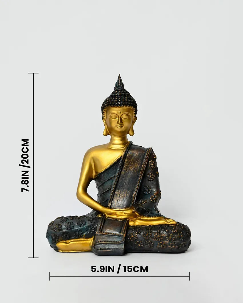 Calm Multicolor Resin Zen Buddha Statue | 6 x 4 x 8 inches