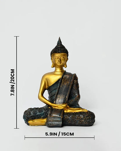 Calm Multicolor Resin Zen Buddha Statue | 6 x 4 x 8 inches