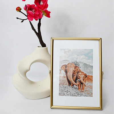 Timeless Charm Golden Framed Elephant Photo