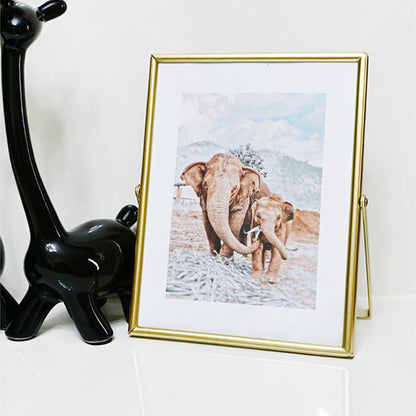 Timeless Charm Golden Framed Elephant Photo