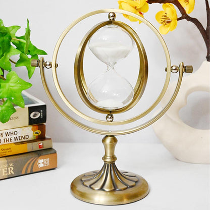 Timeless Charm Brass Golden Rotating Hourglass | 4 x 9 inches