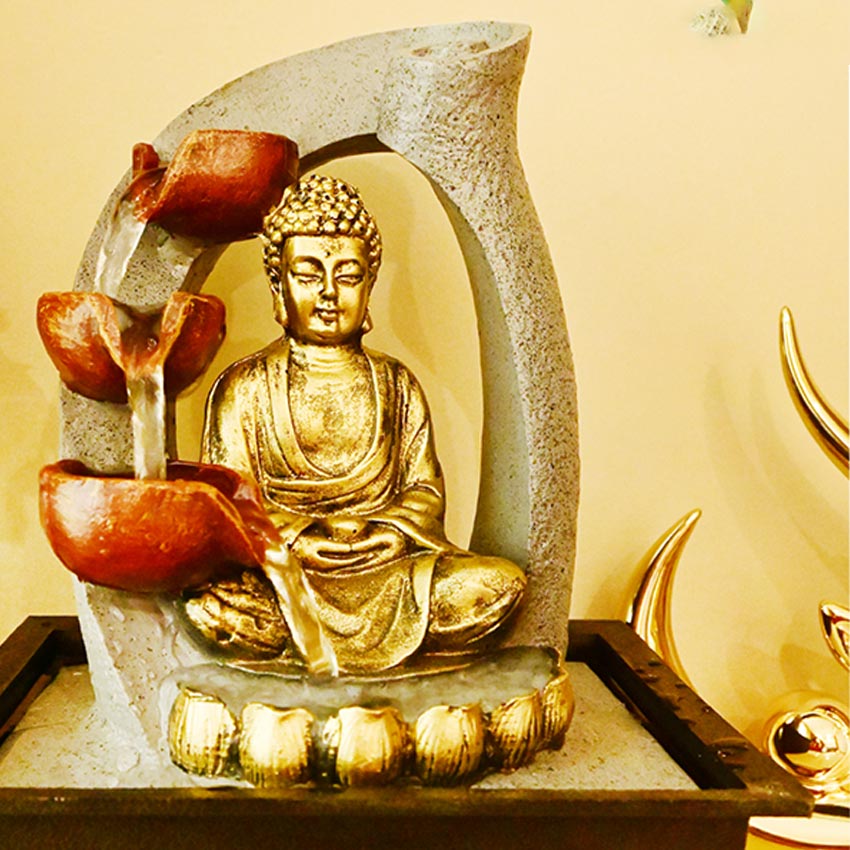 Tranquil Buddha Serenity Tabletop Water Fountain Display | 8 x 4 x 11 inches