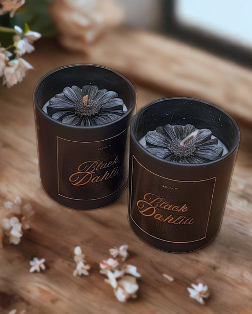 Black Dahlia Luxury Scented Soy Wax Designer Jar Candle | Single Piece | 3 x 4 inches